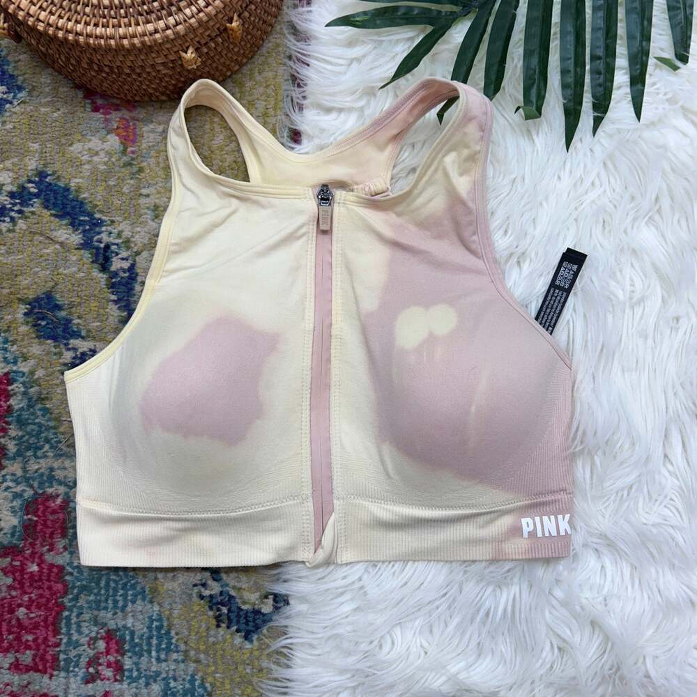 PINK Active Victoria's Secret Front Zip Seamless Lightly Lined Sports Bra Medium
